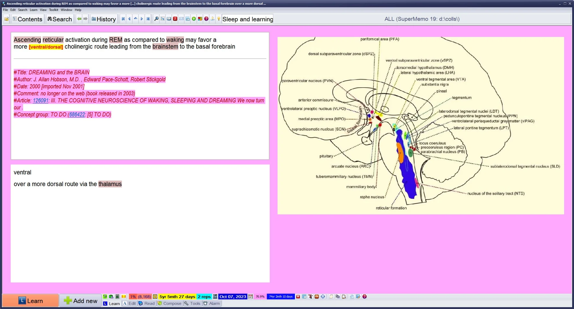 SuperMemo Software Interface showing incremental reading